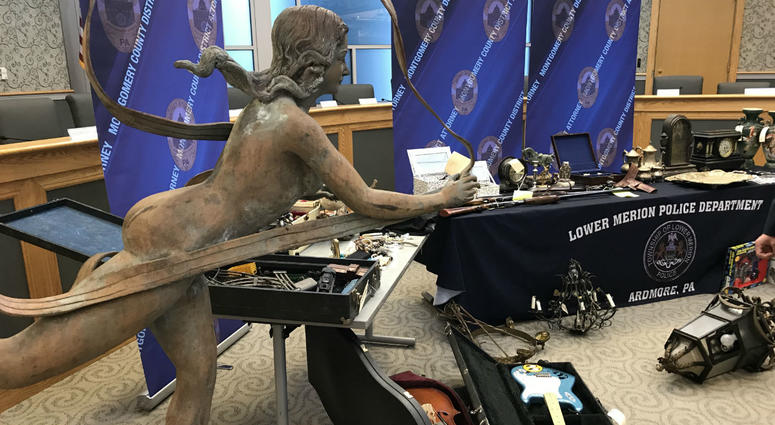 The Montgomery County District Attorneys Office displays items believed to have been taken by two men charged in a string of burglaries. items taken in a strong of burglaries