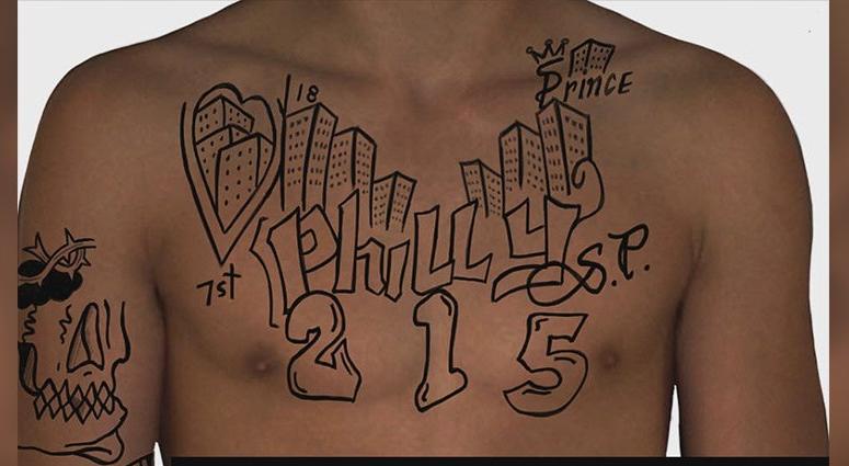 Philadelphia Police Department Homicide Unit Looking to Identify Body of Decomposed Male Artist rendering of tattoos on chest of man found dead on August 9, 2018