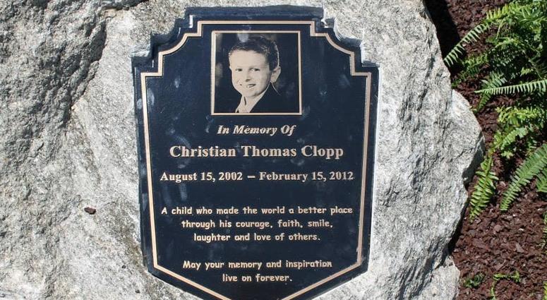 Two men are facing charges for recording one man urinating on the memorial of Christian Clopp, who died from cancer in 2012. Christian Clopp memorial