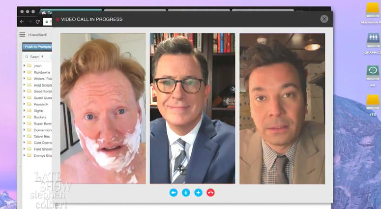 Stephen Colbert, Jimmy Fallon and Conan O'Brien teamed up on Tuesday night to take some shots at President Donald Trump. Stephen Colbert, Jimmy Fallon and Conan O'Brien