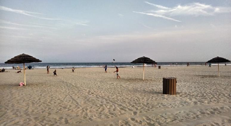 The beach in Wildwood, new Jersey empties out at dusk but the kids still play Wildwood Beach