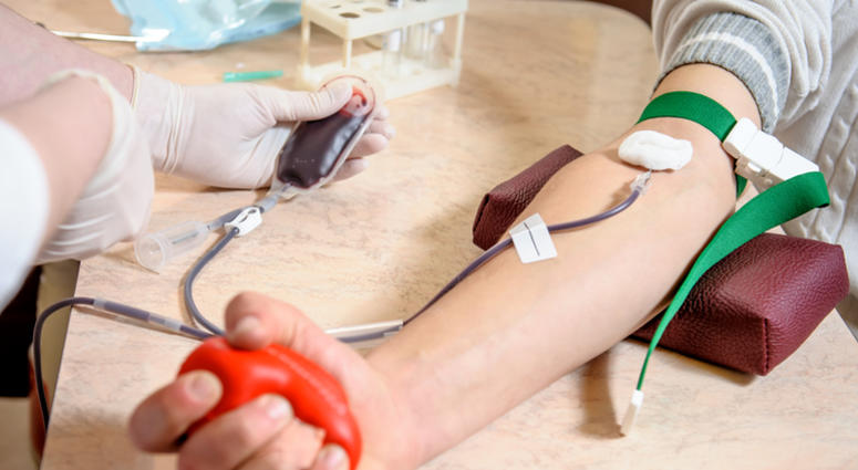 Close-up photo of blood donation Blood donation