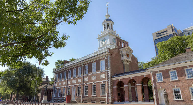Side view of the Independence Hall in Philadelphia. Side view of the Independence Hall in Philadelphia.