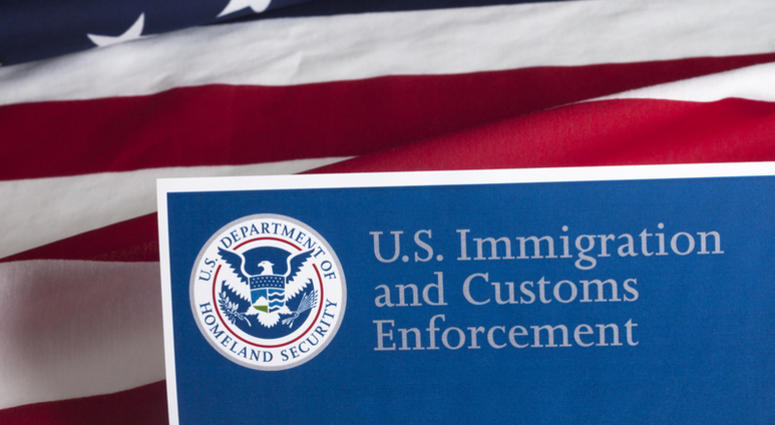 US Customs and Border Enforcement and USA flag US Customs and Border Enforcement and USA flag