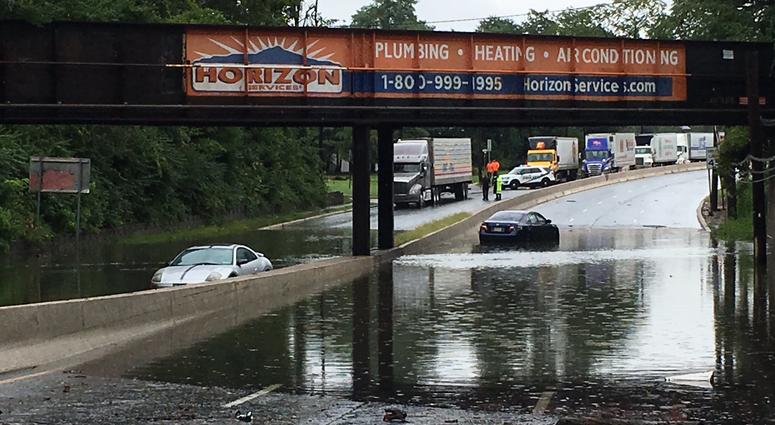 Two cars drowned in deep floodwaters on Rt 130 near Maple Ave in Pennsauken Two cars drowned in deep floodwaters on Rt 130 near Maple Ave in Pennsauken