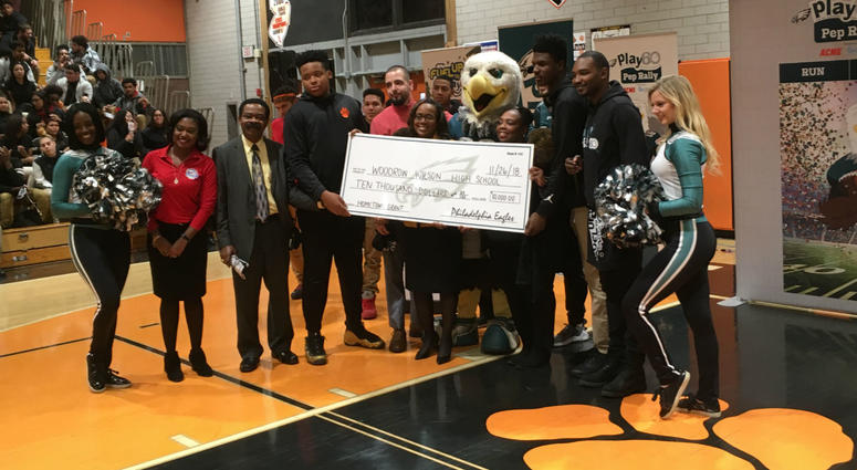 The NFL gave Woodrow Wilson High School $10,000 to upgrade the football field. The NFL gave Woodrow Wilson High School $10,000 to upgrade the football field.