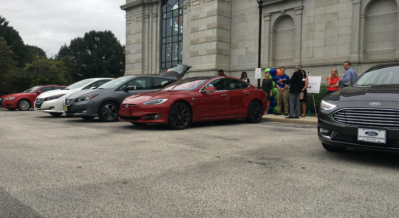 A number of electric vehicles were on hand for test drives. A number of electric vehicles were on hand for test drives.