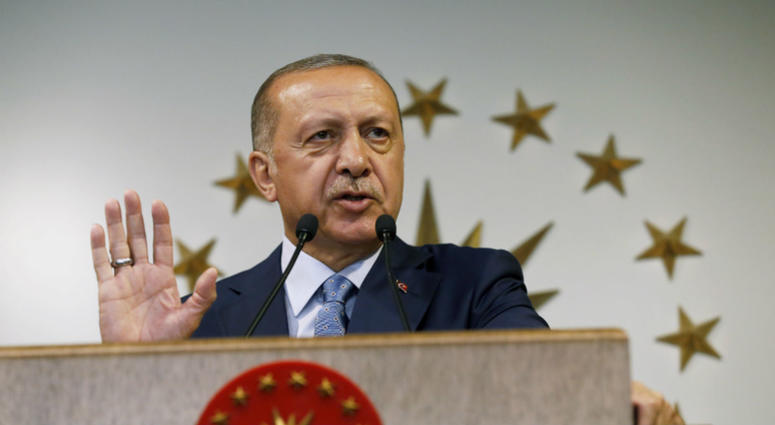 Turkey's President Recep Tayyip Erdogan delivers a statement on national television from his official residence in Istanbul, Sunday, June 24, 2018. Turkey's President Recep Tayyip Erdogan delivers a statement on national television from his official residence in Istanbul, Sunday, June 24, 2018.