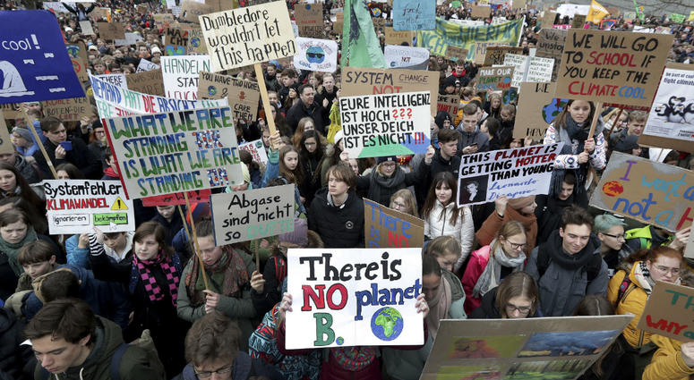 Students attend a protest ralley of the 'Friday For Future Movement' in Berlin, Germany, Friday, March 15, 2019. Students attend a protest ralley of the 'Friday For Future Movement' in Berlin, Germany, Friday, March 15, 2019.