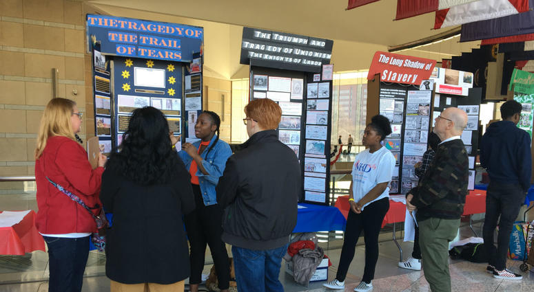 Philadelphia School District students show off their research projects at the National Constitution Center for National History Day. Philadelphia School District students show off their research projects at the National Constitution Center for National History Day.