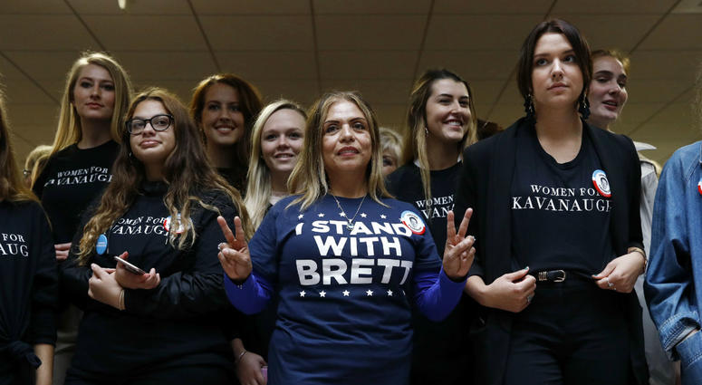 Supporters of Supreme Court nominee Brett Kavanaugh gather inside the Hart Senate Office Building on Capitol Hill in Washington, Thursday, Sept. 27, 2018. Supporters of Supreme Court nominee Brett Kavanaugh gather inside the Hart Senate Office Building on Capitol Hill in Washington, Thursday, Sept. 27, 2018.