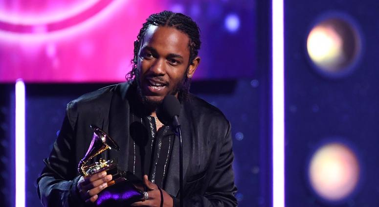 Jan 28, 2018; New York, NY, USA; Kendrick Lamar accepts Best Rap Album during the 60th Annual Grammy Awards at Madison Square Garden. Jan 28, 2018; New York, NY, USA; Kendrick Lamar accepts Best Rap Album during the 60th Annual Grammy Awards at Madison Square Garden.