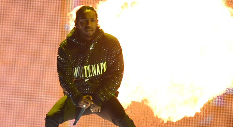 Kendrick Lamar performs on stage during the 2018 BRIT Awards show, held at the O2 Arena, London. EDITORIAL USE ONLY. PRESS ASSOCIATION Photo. Picture date: Wednesday February 21, 2018. Kendrick Lamar performs on stage during the 2018 BRIT Awards show, held at the O2 Arena, London. EDITORIAL USE ONLY. PRESS ASSOCIATION Photo. Picture date: Wednesday February 21, 2018.