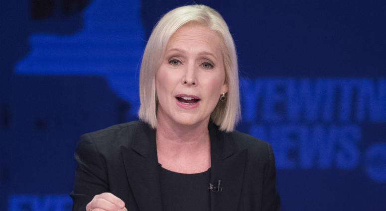 In this Oct. 25, 2018 file photo, Sen. Kirsten Gillibrand, D-N.Y., speaks during the New York Senate debate hosted by WABC-TV, in New York. In this Oct. 25, 2018 file photo, Sen. Kirsten Gillibrand, D-N.Y., speaks during the New York Senate debate hosted by WABC-TV, in New York.
