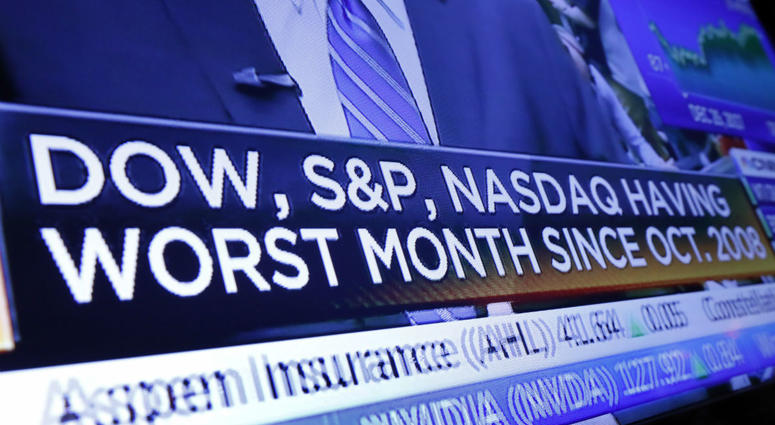 A headline appears on a television screen on the floor of the New York Stock Exchange, Wednesday, Dec. 26, 2018. A headline appears on a television screen on the floor of the New York Stock Exchange, Wednesday, Dec. 26, 2018.