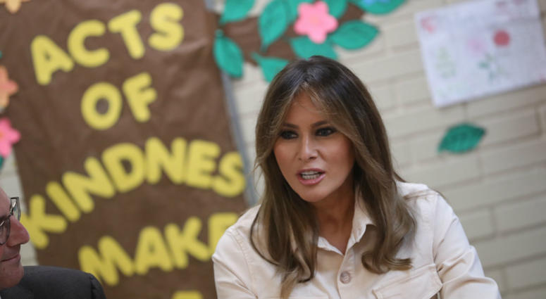 First lady Melania Trump visits the Upbring New Hope Children Center, run by the Lutheran Social Services of the South, in McAllen, Texas, Thursday, June 21, 2018. First lady Melania Trump visits the Upbring New Hope Children Center, run by the Lutheran Social Services of the South, in McAllen, Texas, Thursday, June 21, 2018.