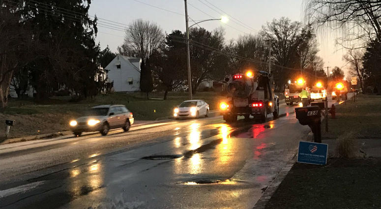 An 8-inch cast iron main broke here on Trooper Road by Woodland Ave close to 4 a.m. An 8-inch cast iron main broke here on Trooper Road by Woodland Ave close to 4 a.m.