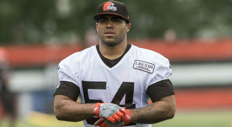 Cleveland Browns linebacker Mychal Kendricks (54) leaves the field after minicamp at the Cleveland Browns training facility. Cleveland Browns linebacker Mychal Kendricks (54) leaves the field after minicamp at the Cleveland Browns training facility.