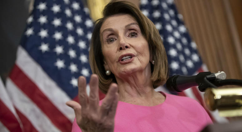 In this Nov. 7, 2018, file photo, House Minority Leader Nancy Pelosi, D-Calif., speaks in during a news conference on Capitol Hill in Washington. In this Nov. 7, 2018, file photo, House Minority Leader Nancy Pelosi, D-Calif., speaks in during a news conference on Capitol Hill in Washington.