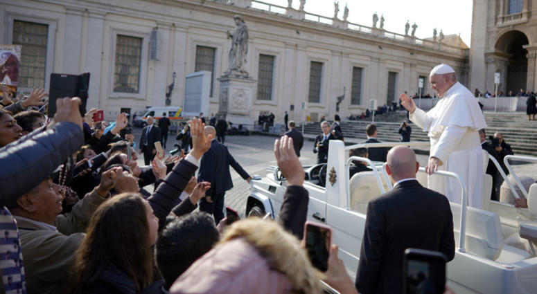 Pope Francis leaves at the end of his weekly general audience, in St. Peter's square, at the Vatican, Wednesday, Nov. 21, 2018. Pope Francis leaves at the end of his weekly general audience, in St. Peter's square, at the Vatican, Wednesday, Nov. 21, 2018.