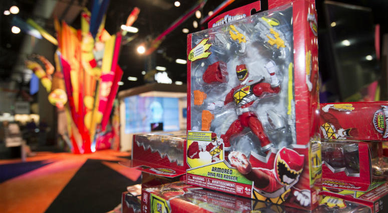 In this July 8, 2015, file photo, a Power Rangers figure sits on display at a booth before Preview Night at Comic-Con International held at the San Diego Convention Center in San Diego. Power Rangers figure