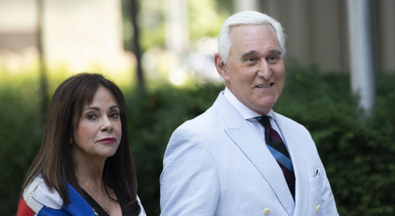 Roger Stone, a longtime confidant of President Donald Trump, accompanied by his wife Nydia Stone, left, arrives at federal court in Washington, Tuesday, July 16, 2019. Roger Stone, a longtime confidant of President Donald Trump, accompanied by his wife Nydia Stone, left, arrives at federal court in Washington, Tuesday, July 16, 2019.