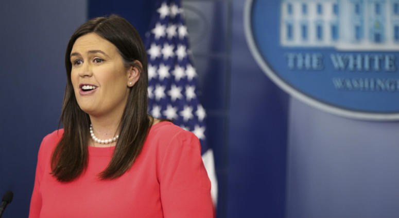 White House press secretary Sarah Huckabee Sanders speaks during the daily press briefing in the Brady Press Briefing Room at the White House on May 17, 2018 in Washington, DC. White House press secretary Sarah Huckabee Sanders speaks during the daily press briefing in the Brady Press Briefing Room at the White House on May 17, 2018 in Washington, DC.
