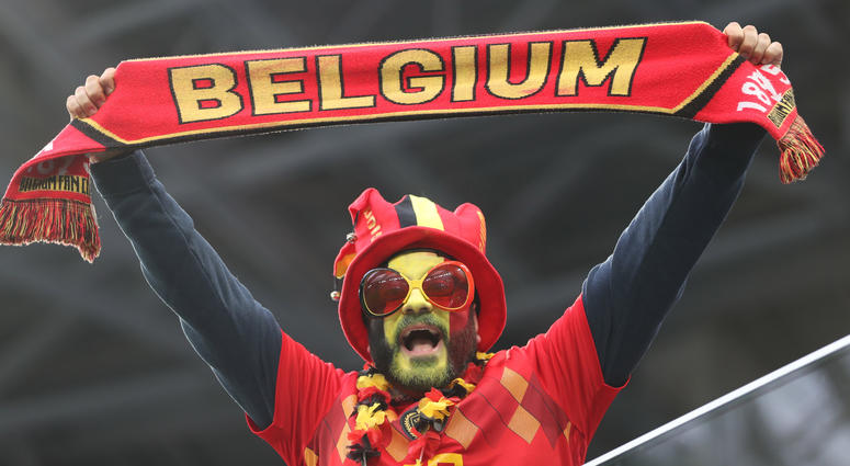 A fan of Belgium cheers prior to the 2018 FIFA World Cup semi-final match between France and Belgium in Saint Petersburg, Russia, July 10, 2018. A fan of Belgium cheers prior to the 2018 FIFA World Cup semi-final match between France and Belgium in Saint Petersburg, Russia, July 10, 2018.