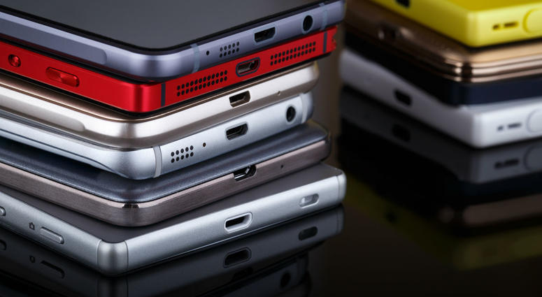 Stack of smart phones Stack of smart phones