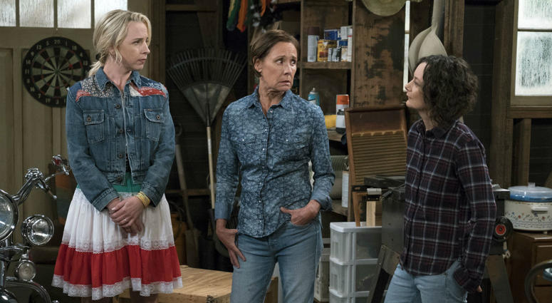 This image released by ABC shows Lecy Goranson, from left, Laurie Metcalf and Sara Gilbert in a scene from "The Connors," airing Tuesdays on ABC. This image released by ABC shows Lecy Goranson, from left, Laurie Metcalf and Sara Gilbert in a scene from "The Connors," airing Tuesdays on ABC.