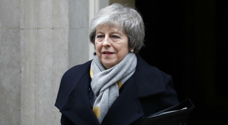 Britain's Prime Minister Theresa May leaves a cabinet meeting at Downing Street in London, Tuesday, Jan. 15, 2019. Britain's Prime Minister Theresa May leaves a cabinet meeting at Downing Street in London, Tuesday, Jan. 15, 2019.