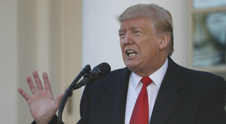 In this Jan. 25, 2019, photo, President Donald Trump speaks in the Rose Garden of the White House in Washington. In this Jan. 25, 2019, photo, President Donald Trump speaks in the Rose Garden of the White House in Washington.