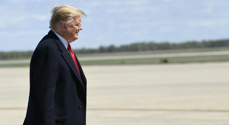 President Donald Trump walks towards the steps of Air Force One at Andrews Air Force Base in Md., Monday, April 15, 2019. Trump is heading to Minnesota for a tax day event. President Donald Trump walks towards the steps of Air Force One at Andrews Air Force Base in Md., Monday, April 15, 2019. Trump is heading to Minnesota for a tax day event.