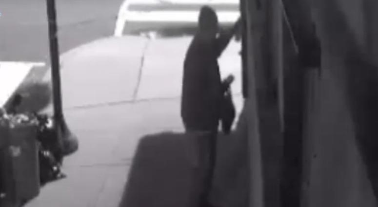 Police have released video of a suspect wanted for spray-painting the side of rapper Meek Mill's grandmother's home in Graduate Hospital. Police have released video of a suspect wanted for spray-painting the side of rapper Meek Mill's grandmother's home in Graduate Hospital.