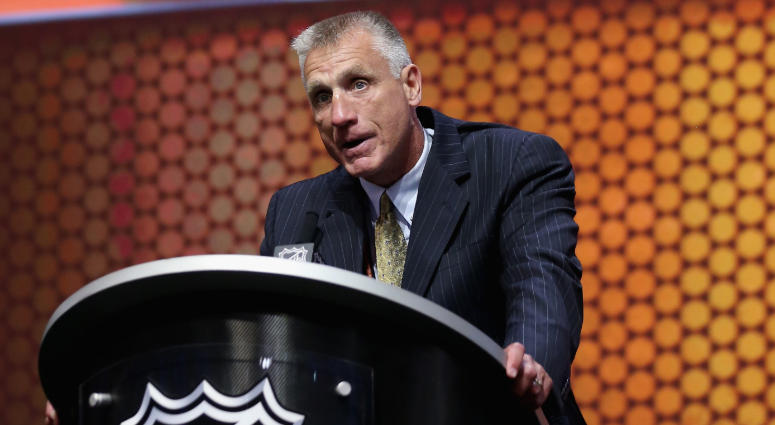 Paul Holmgren, then president of the Philadelphia Flyers, speaks during the first round of the 2014 NHL Draft at the Wells Fargo Center on June 27, 2014 in Philadelphia, Pennsylvania. Paul Holmgren