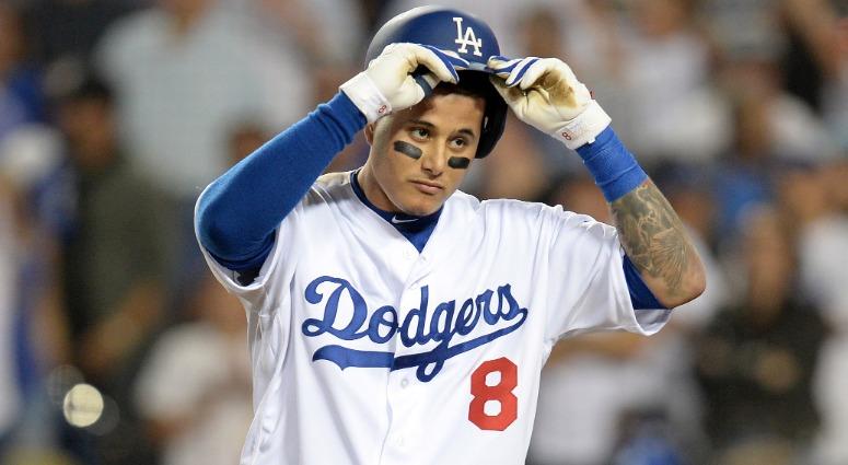 Los Angeles Dodgers shortstop Manny Machado (8) reacts after striking out in the eighth inning against the Boston Red Sox, Oct. 26, 2018, in game three of the 2018 World Series at Dodger Stadium. Manny Machado