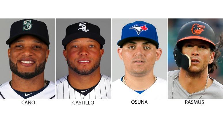 From left are 2018 file photos showing Robinson Cano, Welington Castillo, Roberto Osuna and Colby Rasmus. From left are 2018 file photos showing Robinson Cano, Welington Castillo, Roberto Osuna and Colby Rasmus.