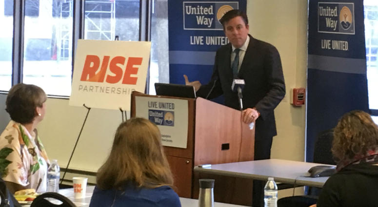 United Way President and CEO Bill Golderer speaks about the RISE Partnership, Jan. 15, 2019. United Way President and CEO Bill Golderer speaks about the RISE Partnership, Jan. 15, 2019.