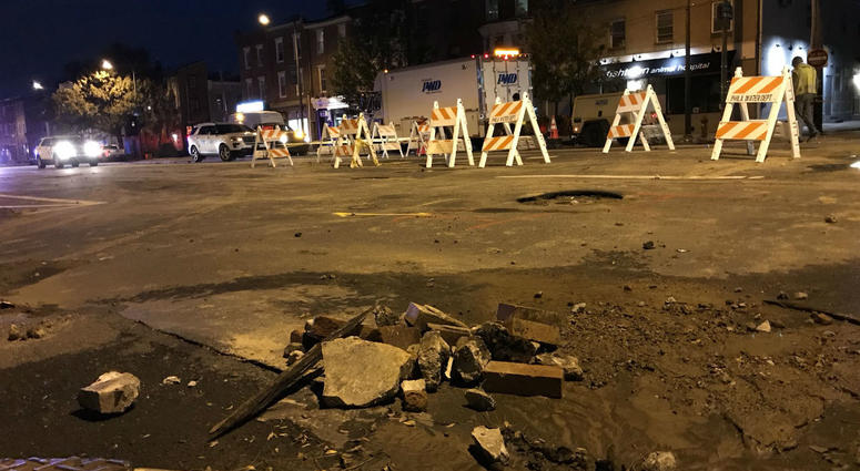 water man break on Girard Avenue between Marlborough and Frankford water man break on Girard Avenue between Marlborough and Frankford