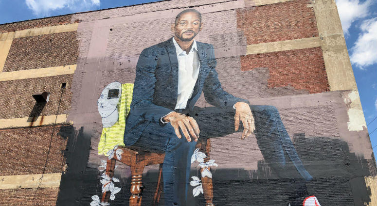 London-based artist Richard Wilson was inspired to create a 60-foot mural of Will Smith. London-based artist Richard Wilson was inspired to create a 60-foot mural of Will Smith.