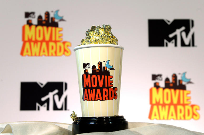 APRIL 9: The 2015 MTV Movies Awards' Golden Popcorn trophy is displayed during MTV Movie Awards press junket April 9, 2015, in Los Angeles, California. (Photo by Kevork Djansezian/Getty Images for MTV)