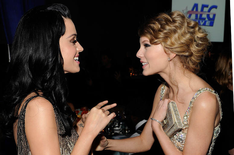 Musicians Kary Perry and Taylor Swift during the 52nd Annual GRAMMY Awards - Salute To Icons Honoring Doug Morris held at The Beverly Hilton Hotel on January 30, 2010 in Beverly Hills, California Musicians Kary Perry and Taylor Swift during the 52nd Annual GRAMMY Awards - Salute To Icons Honoring Doug Morris held at The Beverly Hilton Hotel on January 30, 2010 in Beverly Hills, California