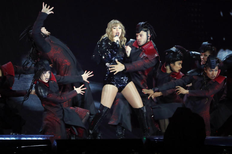 Taylor Swift performs during the launch of her Reputation Tour at University of Phoenix Stadium. Taylor Swift performs during the launch of her Reputation Tour at University of Phoenix Stadium.