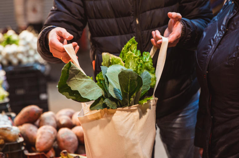Vegetables in a tote bag
