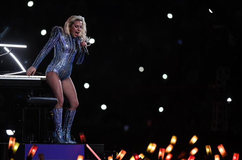 Feb 5, 2017; Houston, TX, USA; Lady Gaga performs during halftime between the Atlanta Falcons and the New England Patriots during Super Bowl LI at NRG Stadium. Mandatory Credit: Bob Donnan-USA TODAY Sports