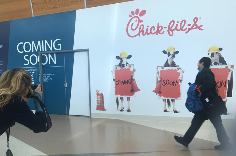 Upcoming Chick-fil-A Restaurant in Mineta San Jose International Airport Upcoming Chick-fil-A Restaurant in Mineta San Jose International Airport (Photo credit: Matt Bigler/KCBS Radio)