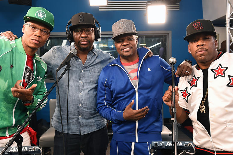 Ronnie DeVoe, Bobby Brown, Ricky Bell and Michael Bivins of RBRM NEW YORK, NY - AUGUST 21: (L-R) Ronnie DeVoe, Bobby Brown, Ricky Bell and Michael Bivins of RBRM Perform on SiriusXM's Heart & Soul Channel At The SiriusXM Studios in New York City at SiriusXM Studios on August 21, 2018 in New York City. (Photo by Ilya S.