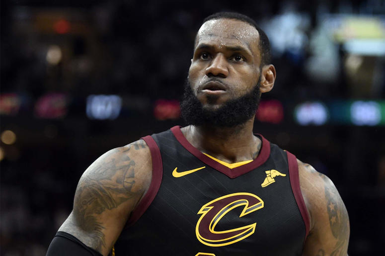 Cleveland Cavaliers' LeBron James May 25, 2018; Cleveland, OH, USA; Cleveland Cavaliers forward LeBron James (23) reacts after a play against the Boston Celtics during the fourth quarter in game six of the Eastern conference finals of the 2018 NBA Playoffs at Quicken Loans Arena.