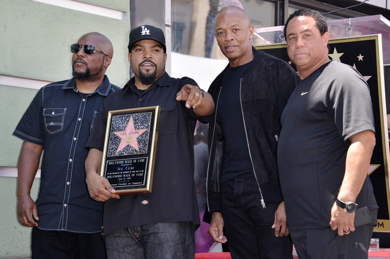 MC Ren. Ice Cube, Dr. Dre and DJ Yella of N.W.A. N.W.A - MC Ren. Ice Cube, Dr. Dre and DJ Yella at the Ice Cube Star On The Hollywood Walk Of Fame Ceremony held in front of Musicians Institute in Hollywood, CA on Monday, June 12, 2017. (Photo By Sthanlee B. Mirador)