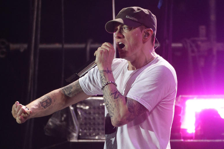 Eminem 12/14/2017 - Embargoed to 1800 Monday January 15 File photo dated 24/08/13 of Eminem, who has a good chance of finally knocking Ed Sheeran off the top of the charts this week with his single River. (Photo by PA Images/Sipa USA)